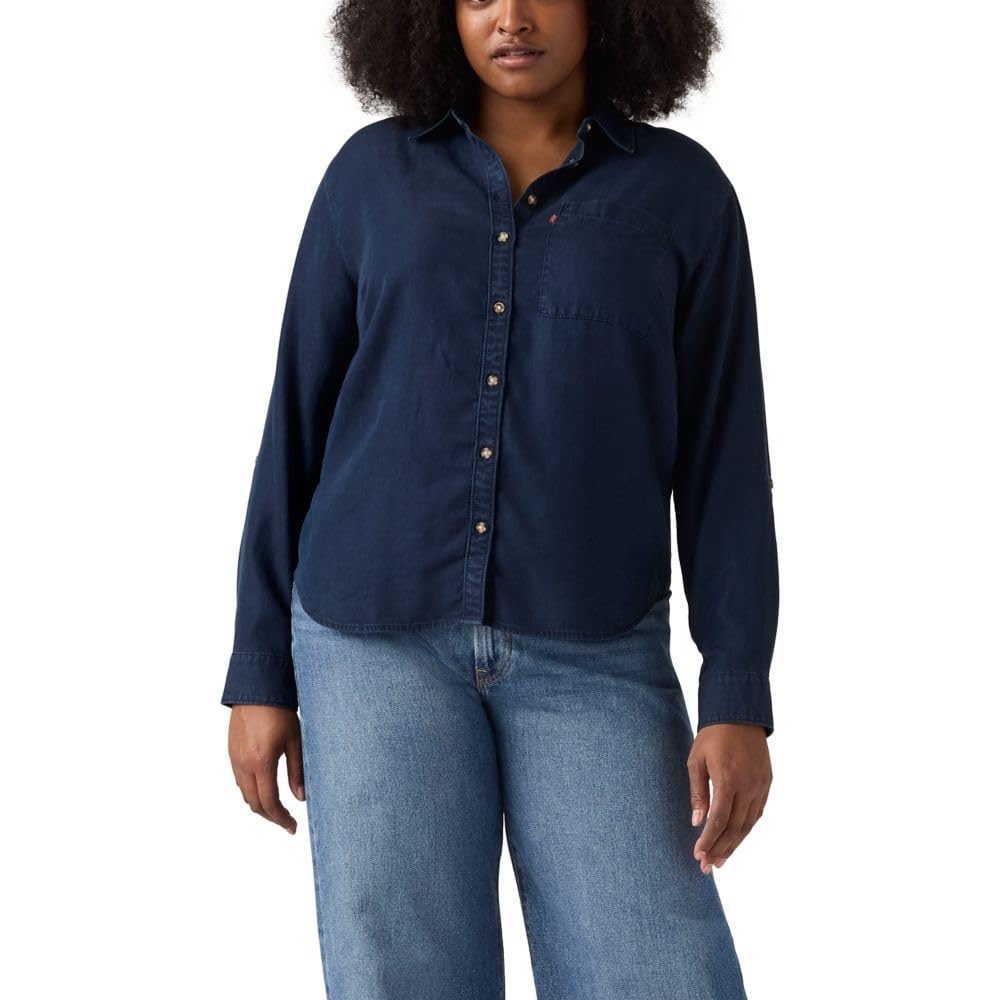 NWT Levi's Women's Darlene Utility‎ Button Down Shirt Navy Large